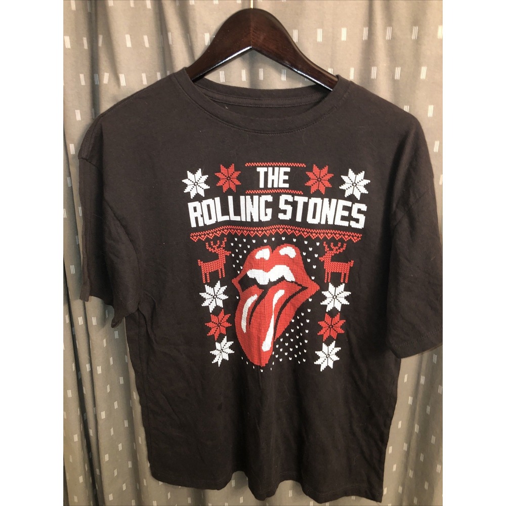 Rolling Stones Holiday Black Ugly Christmas Sweater T-Shirt Women's  Size Small